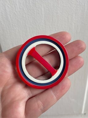 Vintage Round Red White & Blue Scarf or Belt Buckle